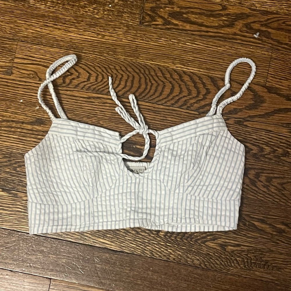 Candy Striped Blue and White Urban Outfitters Cropped Top🩵🤍